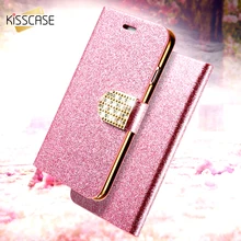 KISSCASE Luxury Bling Flip Case For iPhone 6 6s 7 Plus Glitter Girl Leather Bags Wallet Stand Glitter Case For iPhone 6s Cover