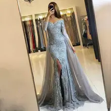 Lace Mermaid Long Sleeve Split Evening Dress Party Prom Formal Gown Custom