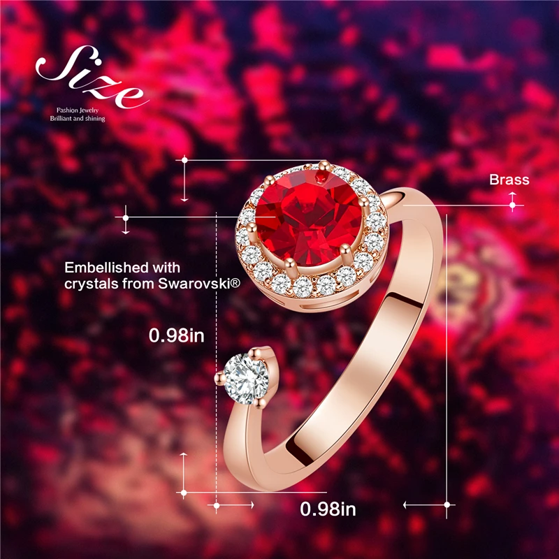 Tanie Cdyle kobiety złoty pierścionek ozdobiony kryształem z Swarovski 12 kolorów Birthstone okrągły otwarty pierścień biżuteria akcesoria