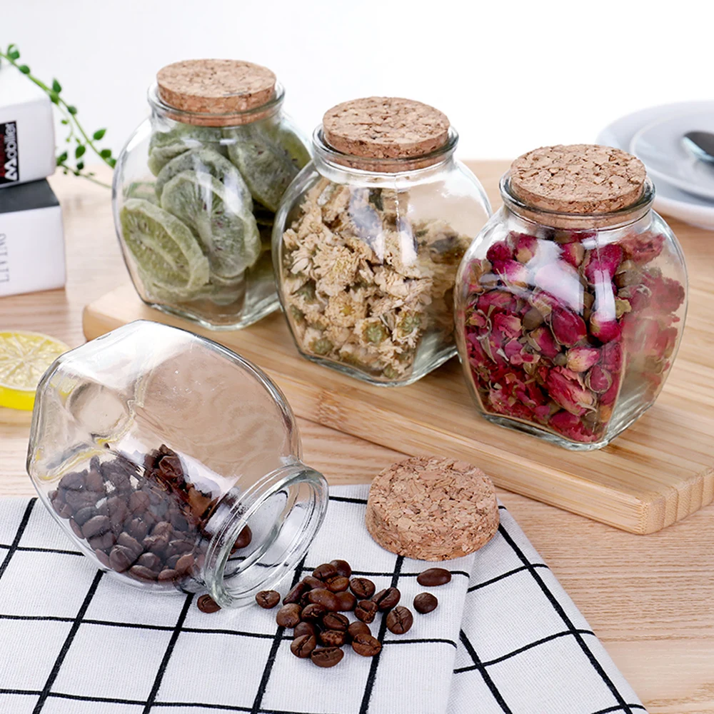 

Scandinavian Cork Cover Transparent Glass Food Bottle Kitchen Mini Seasoning Sealed Can Nordic Dried Fruit Tea Candy Storage Jar