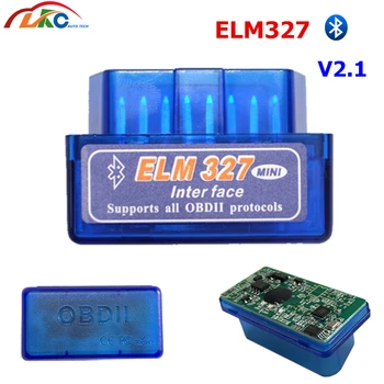 

100pcs/lot DHL Free Mini ELM-327 V2.1 Interface Scanner Auto OBDII Diagnostic-Tool Works on Android Torque/PC v 2.1 BT adapter