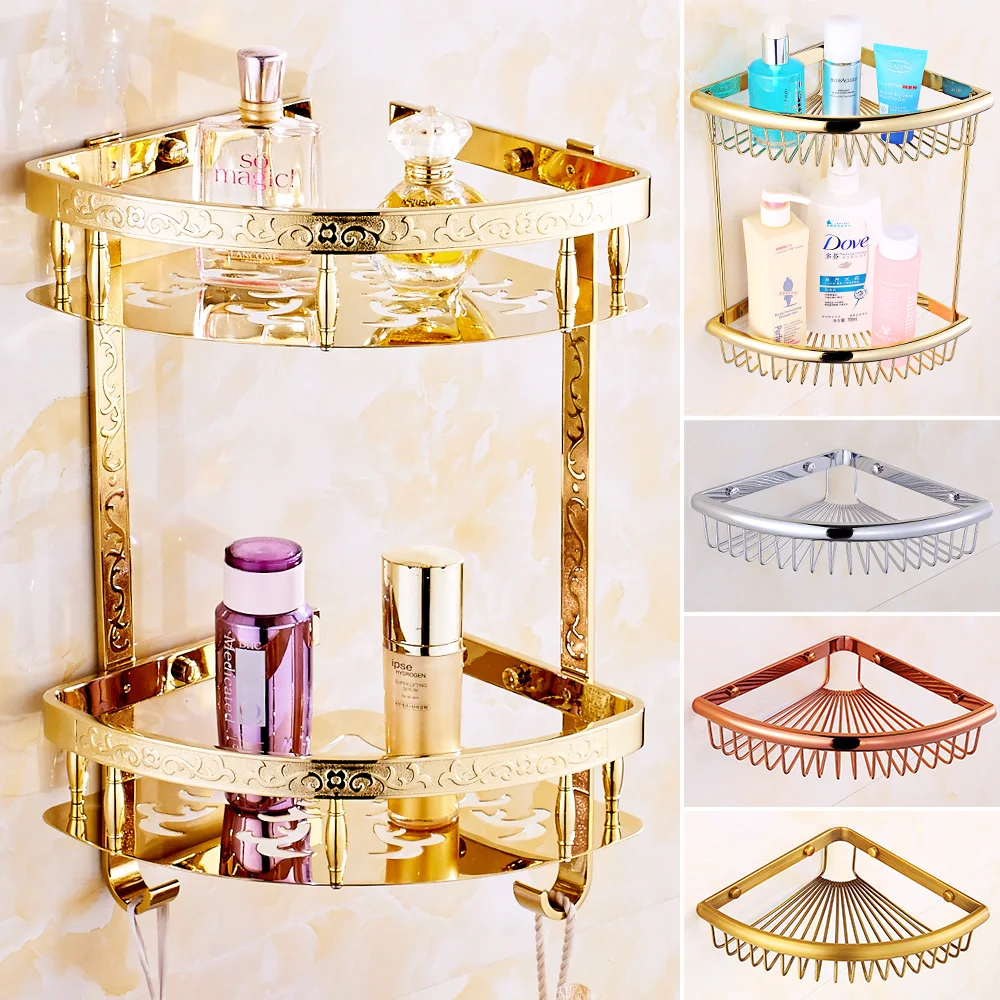 brass corner shower shelf