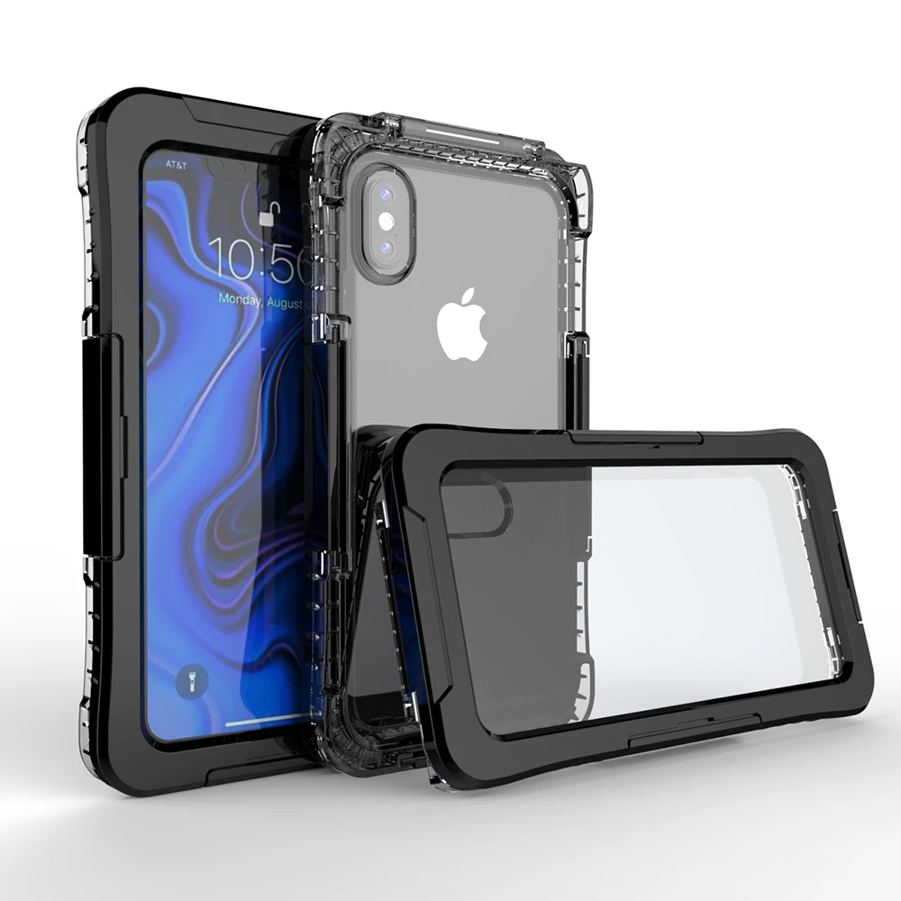 IP68 Водонепроницаемый чехол для iPhone X XR XS Max 8 7 Plus 6 6S 5 5S SE чехол для телефона водонепроницаемый чехол для iPhone 11 Pro Max - Цвет: Черный