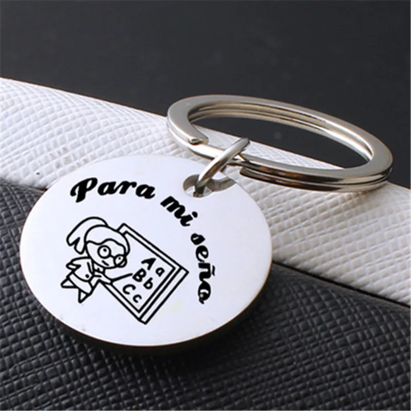 

Fashion Creative Teacher Thanksgiving Gift Spanish para mi sena Stainless Steel Keychain Wholesale