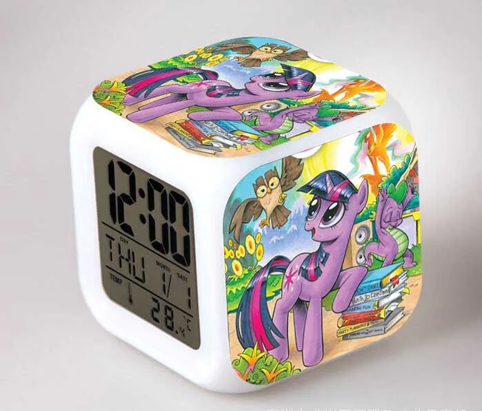 My Little Pony Ночной светильник светодиодный 7 цветов с меняющейся вспышкой цифровые будильники для спальни часы для пробуждения радужные тире reloj despertador