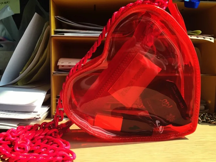 clear heart purse