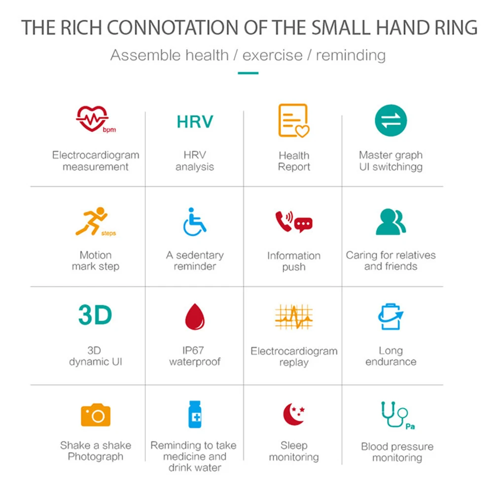 Smart Band Fitness Bracelet Heart Rate Monitor Tracker Smart Wristband ECG/PPG Blood Pressure Smart Watch for IOS Android Phone