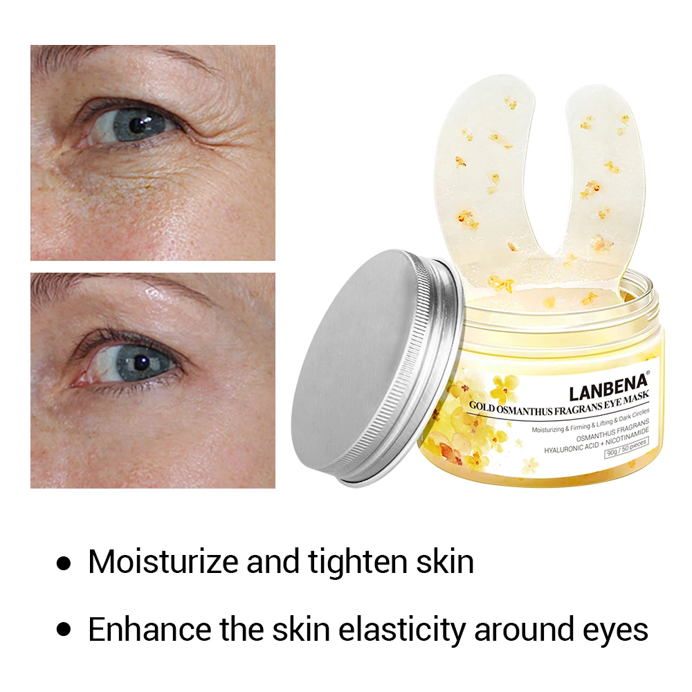 

LANBENA Gold Osmanthus Fragrans Eye Mask Patches Remover Dark Circles Eye Bag Reduces Eye Lines Lifting Firming Skin Care 50 PCS