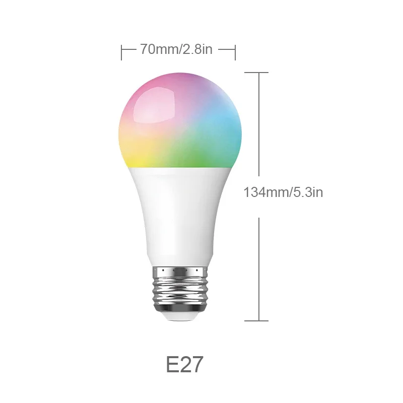 

WiFi Smart Bulb 10W E27 LED Lamp RGBW Dimmable Lighting Wireless Remote Voice Control By Alexa Google Assiant IFTTT Tuya APP