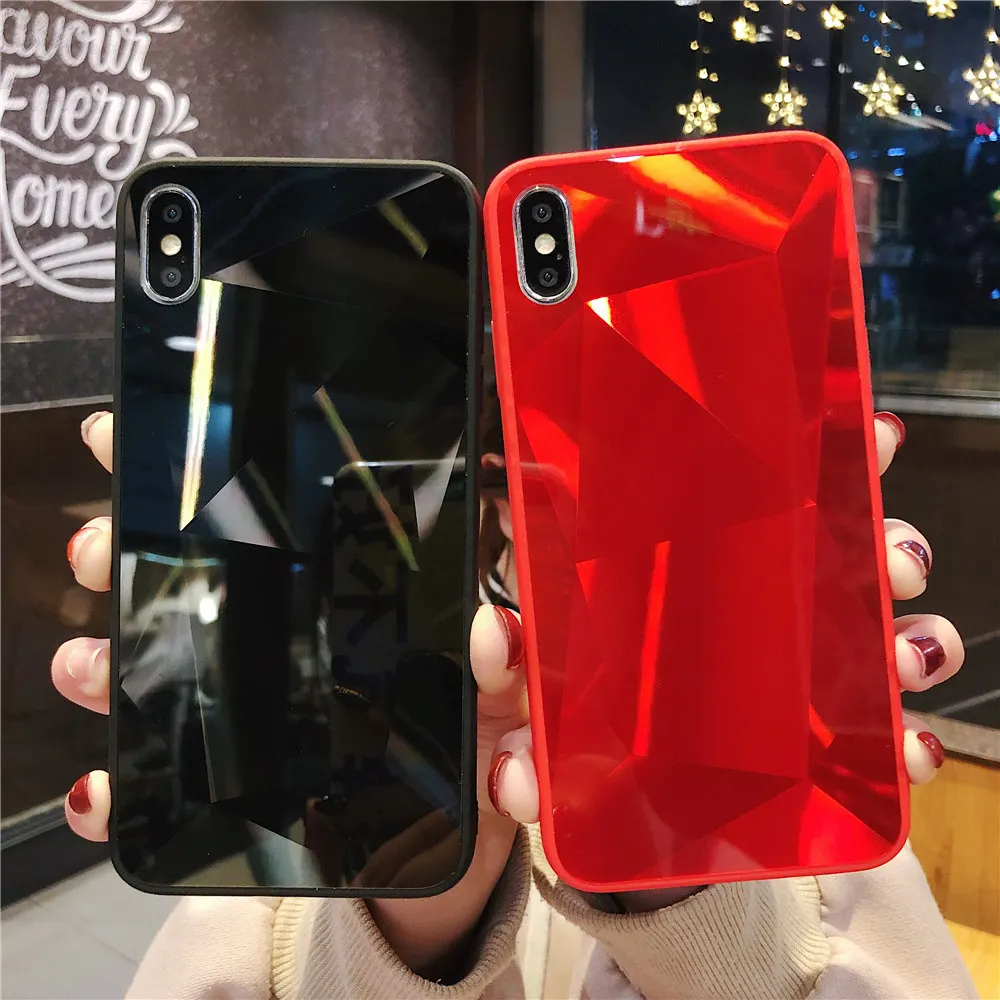 Luxury Diamond Mirror Glass Case For iPhone XS Max XR X 8 7 6S 6 Plus Cover Fashion Glossy Phone Cases | Мобильные телефоны и