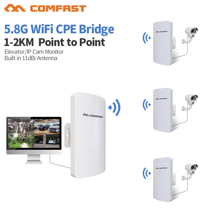 

Comfast 1-2km Long Range 5.8Ghz 300Mbps Wireless Outdoor CPE wifi Bridge High Power Wireless Router 11dBi Antenna wi fi Repeater