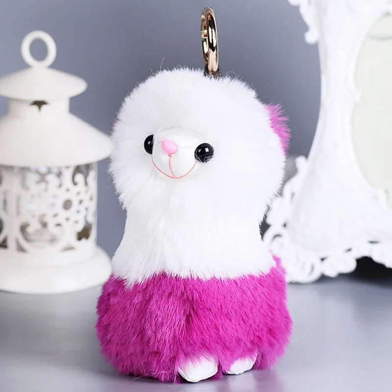 

Cute Fluffy Alpaca Keychain Rabbit Fur Keychains Pompom Key Holder Women Car HandBag Charms Trinket Keyring Accesorias Chaveiros