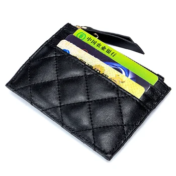 

5pcs/lot 2019 new Genuine Leather Weave Men Women Wallets Credit ID Card Holder Plaid Lattice Mini Wallet Case Purse Coin Pocket