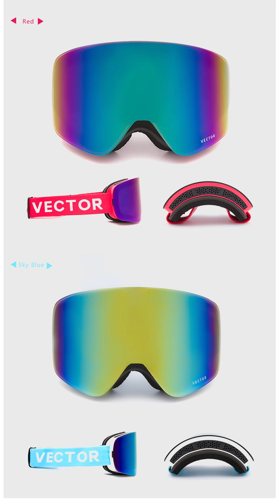 Векторные брендовые лыжные очки для мужчин и женщин с двойными линзами UV400, противотуманные очки для катания на лыжах, снежные очки для взрослых, лыжные очки для сноуборда