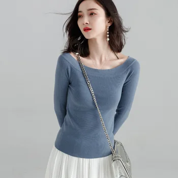 

Cultivate one's morality, a word shoulder knit wool fabrics 2019 spring new knitting coat female