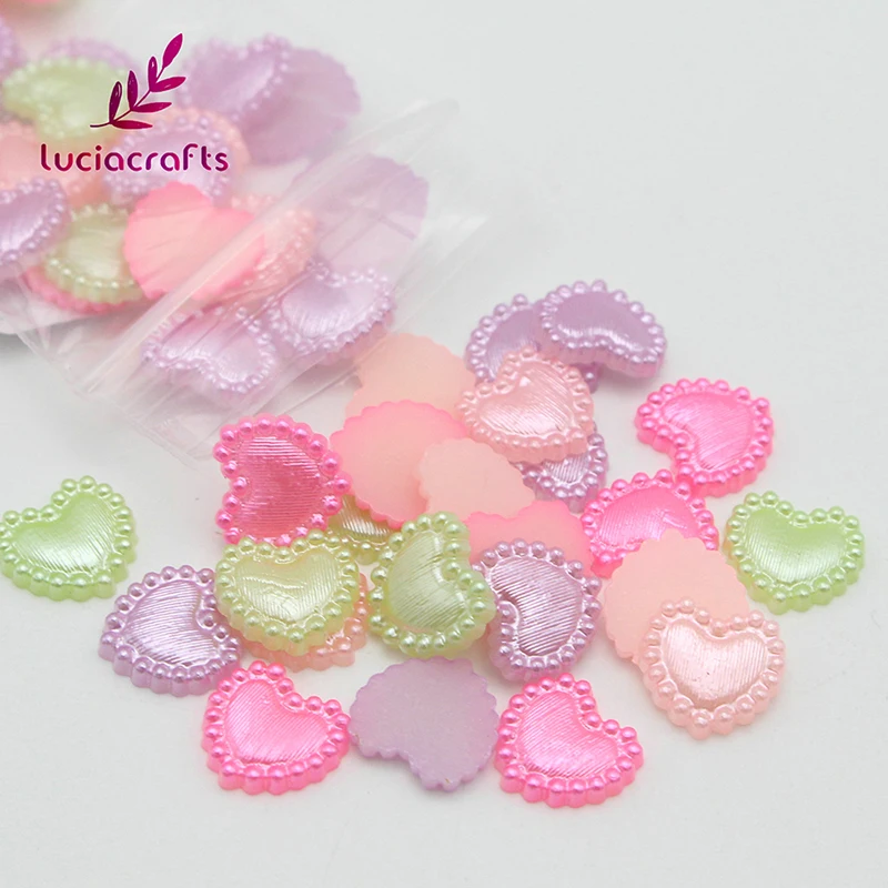 Lucia crafts 10 мм 48 шт многоцветные искусственные жемчужины в форме сердца для одежды DIY скрапбук плоские с оборота бусины аксессуары F0313