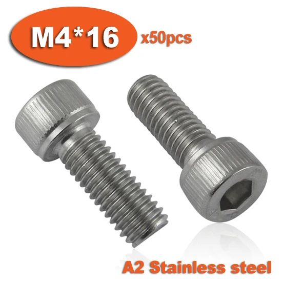 

50pc DIN912 M4 x 16 Screw Stainless Steel A2 Hexagon Hex Socket Head Cap Screws