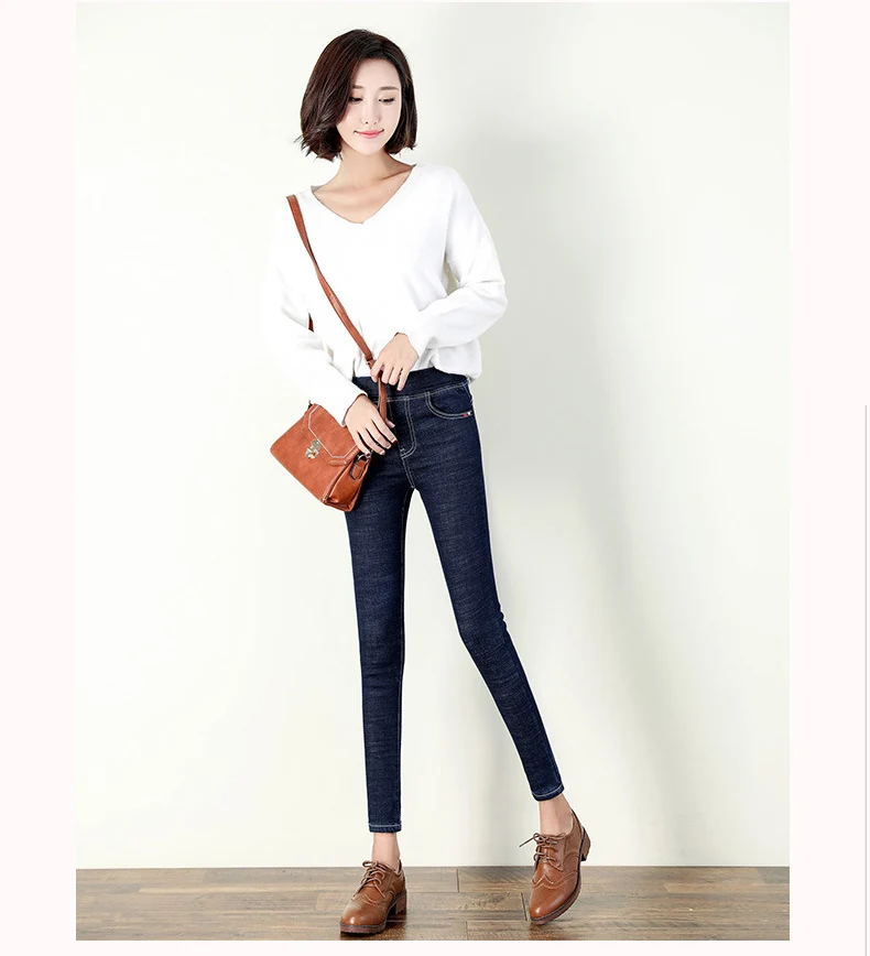 Новые женские вельветовые толстые теплые джинсы женские джинсы с высокой талией Зимние большого размера плюс кашемировые узкие брюки-карандаш