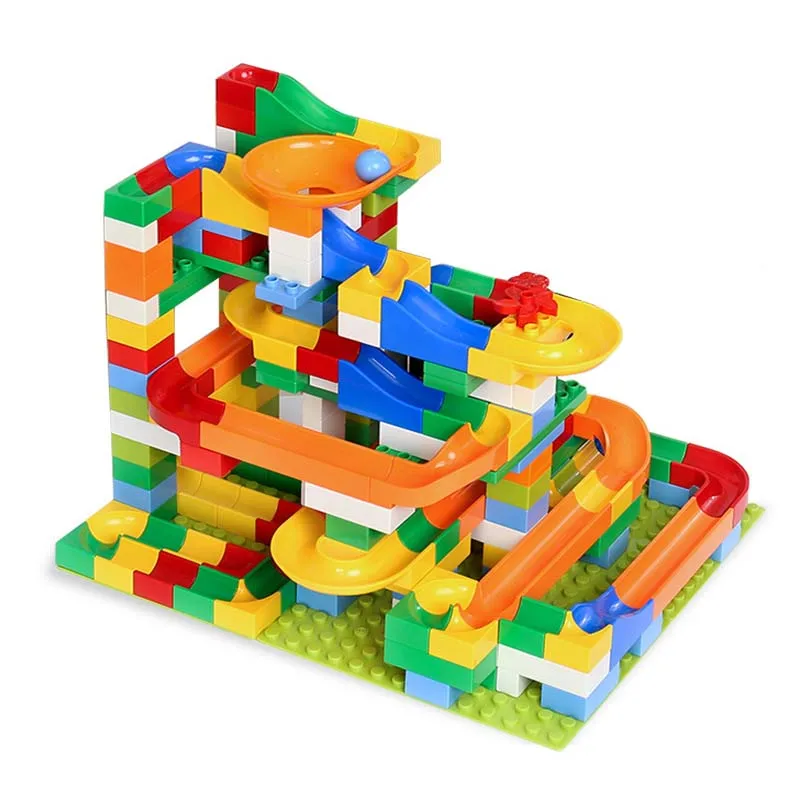 

GOROCK 54-248PCS Marble Race Run Maze Ball Track Building Blocks Plastic Funnel Slide Big Size Bricks Duplo Blocks Kids Toy Gift