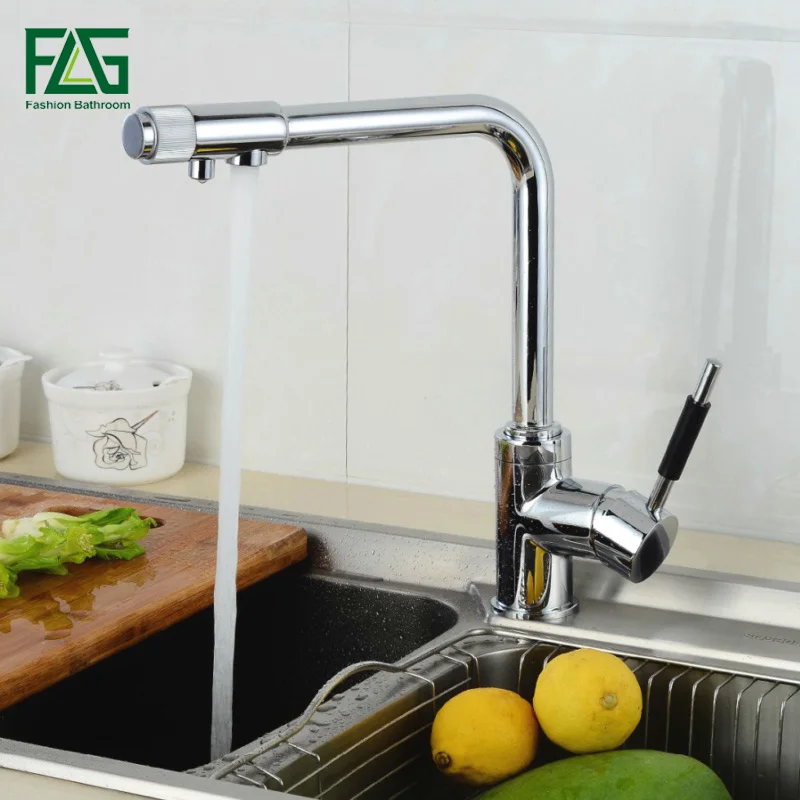 FLG Drinking Water Filter Faucet Deck Mounted Mixer Valve Chrome Single