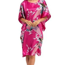 Летнее горячее розовое сексуальное шелковое вискозное домашнее платье женская летняя ночная рубашка халат кимоно халат плюс Размер 6XL A-071