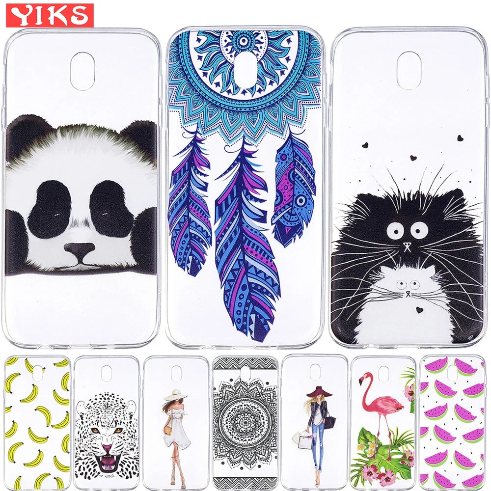 

Soft TPU Case For Samsung Galaxy J3 J5 J7 2017 J330 J530 J730 EU Version Cute Mouse Cat Feather Patterned Back Phone Capa