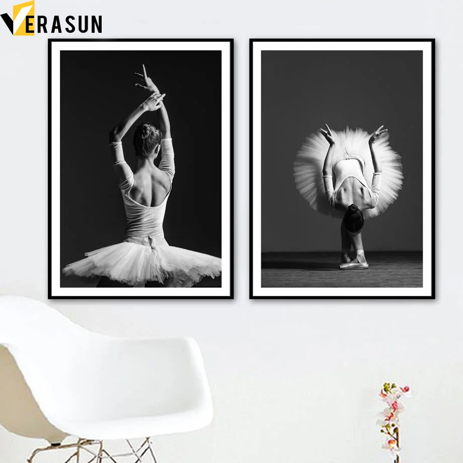 

Black White Ballet Dancer Girl Wall Art Canvas Painting Nordic Posters And Prints Pop Art Wall Pictures For Living Room Decor