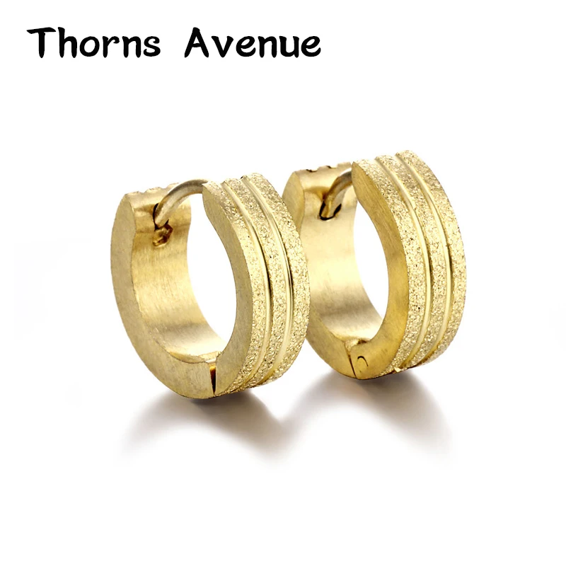 

Thorns Avenue Fashion 1 Pair/Lot 2 Colors Stainless Steel Men Hoop Earrings Non-Allergy Glossy Punk Hoop Earrings For Men Women