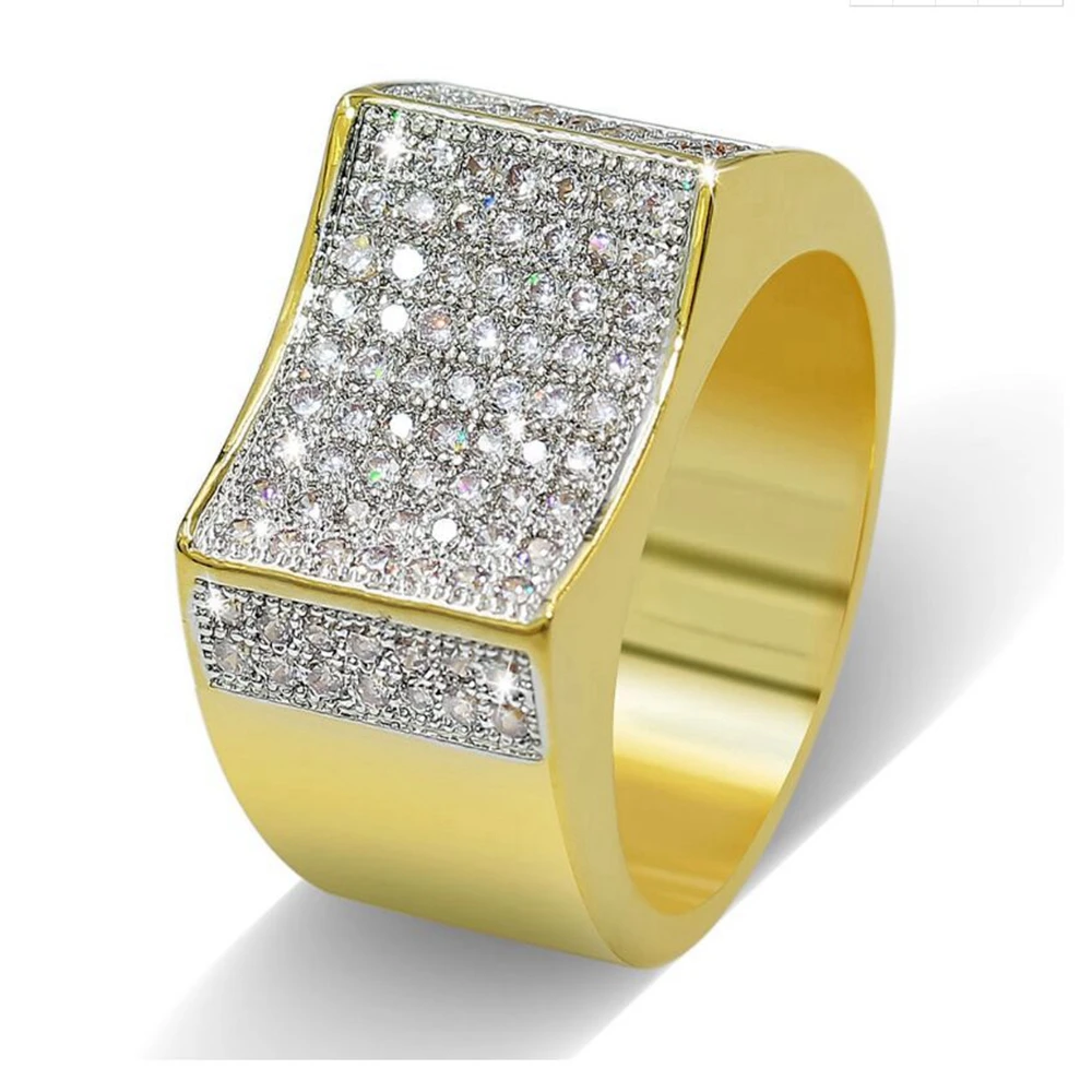 Good Quality Hip Hop Bling Rings All Iced Out Real Micro Pave CZ AAA Cool Mens Women Couple Gold Hiphop Ring Wholesale Best Sell | Украшения