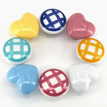 1PCS Heart Round shaped Ceramic Kitchen Cabinet Closet Dresser Pull Handles children Wardrobe Drawers Knobs Handles