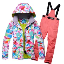 Лыжная куртка+ сноуборд брюки, женский костюм на открытом воздухе Водонепроницаемый Южная двойной один Doard длинные черные лыжный костюм