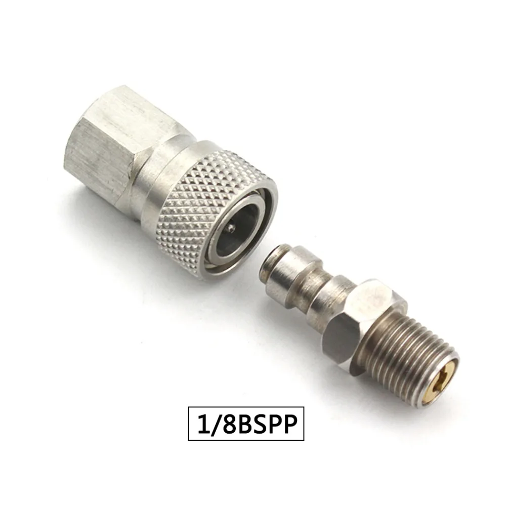 

PCP Airforce Paintball 1/8BSPP Female Quick Disconnect Connector G1/8 Male Plug Stainless Steel Coupler Fittings Air Socket 2PCS