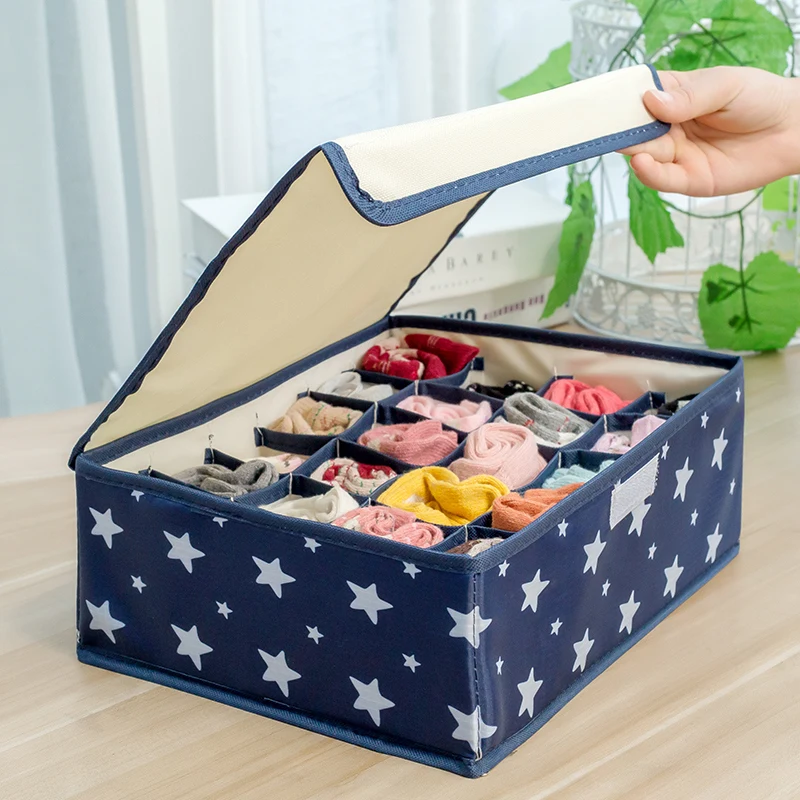 

Uderwear Organizer Box with Cover Home Storage Underwear Socks Storage Boxes Socks Box for Gloves Wardrobe Organizer Clothes
