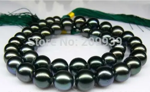 

FREE SHUPPING>>>@@> N791 STUNNING 11-12MM TAHITIAN BLACK NATURAL PEARL NECKLACE 14KG
