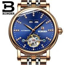 2017 NEW BINGER men’s watch luxury diamond Full stainless Steel sapphire Superior quality Mechanical Wristwatches B-1173-2