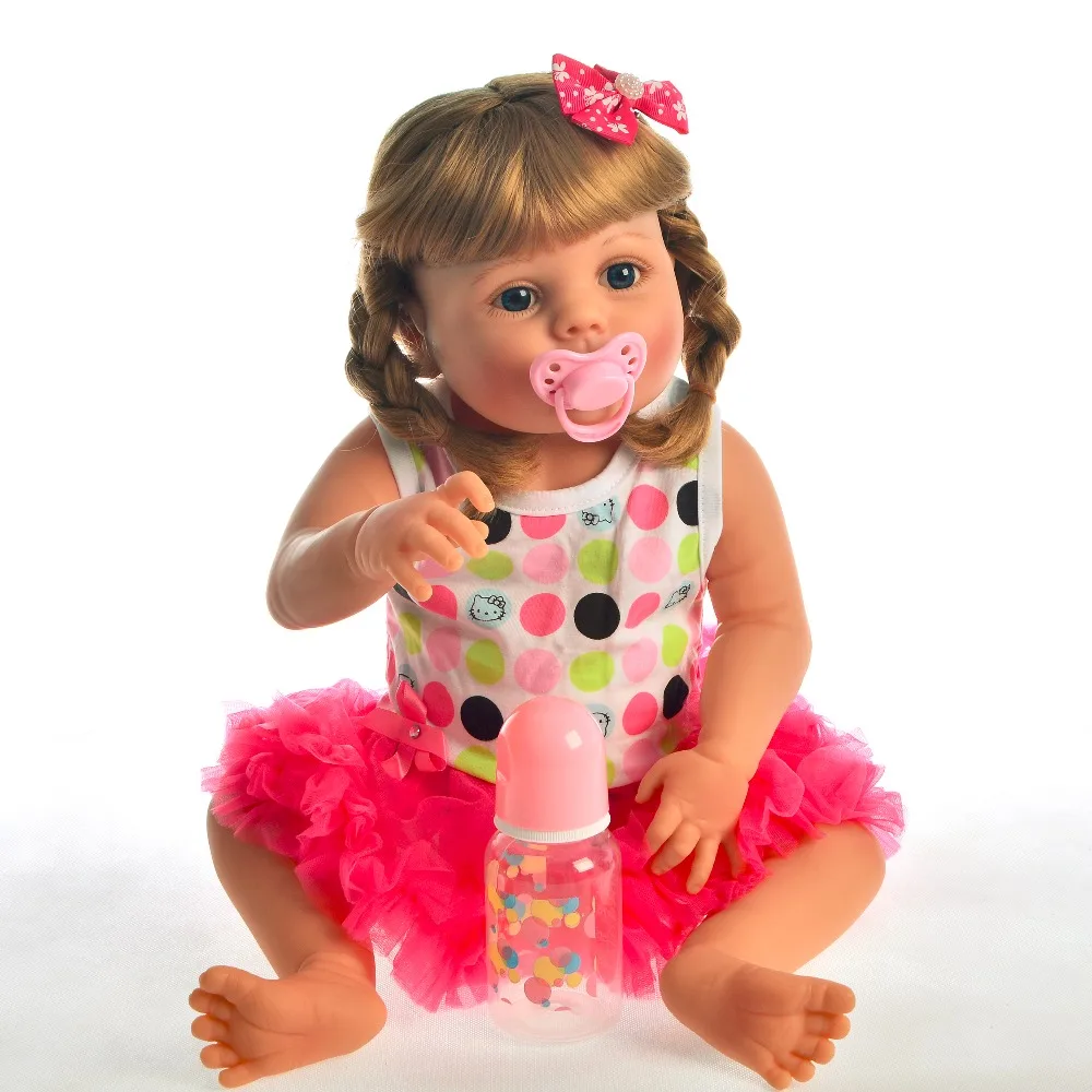 22 ''светлые волосы силиконовая Девочка Кукла Reborn Baby Toy alive Infant подарок на день рождения для мальчика перед сном играть bebe полная модель куклы 55 см