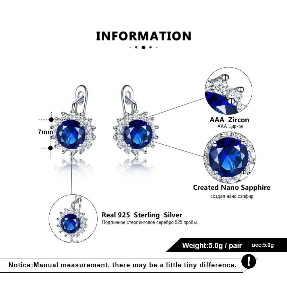 ORSA JEWELS твердые 925 пробы серебряные серьги-кольца для женщин из настоящего сапфира роскошные женские ювелирные изделия VSE04