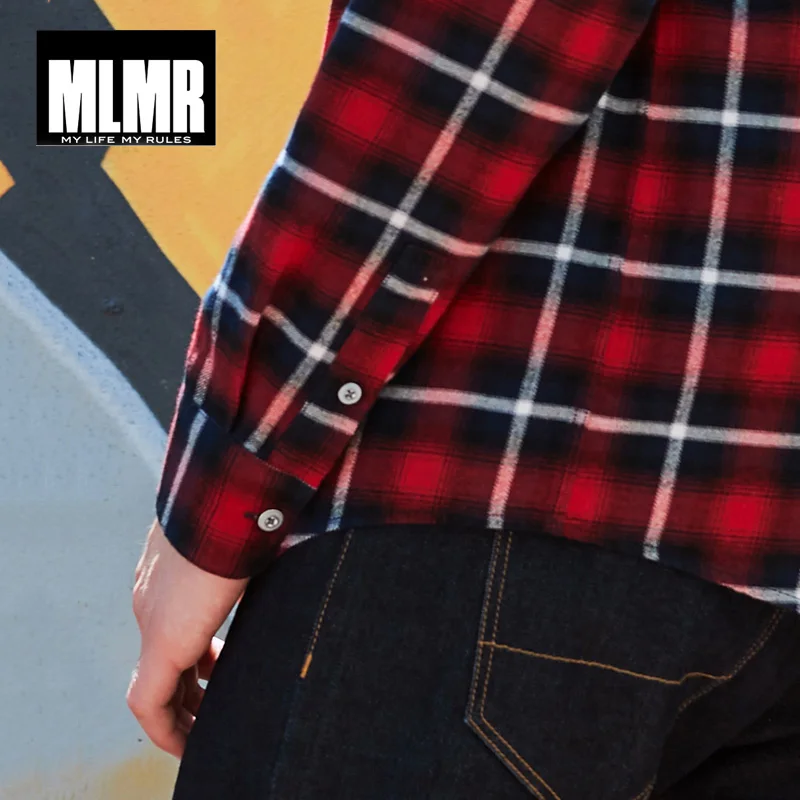 MLMR 2019 мужские рубашки Повседневная тонкая рубашка в клетку Модная с длинными