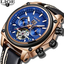 2019 New Year's Gift LIGE Top Brand Luxury Automatic Mechanical Watch Male Business Leather Waterproof Sport Watch Reloj Hombre