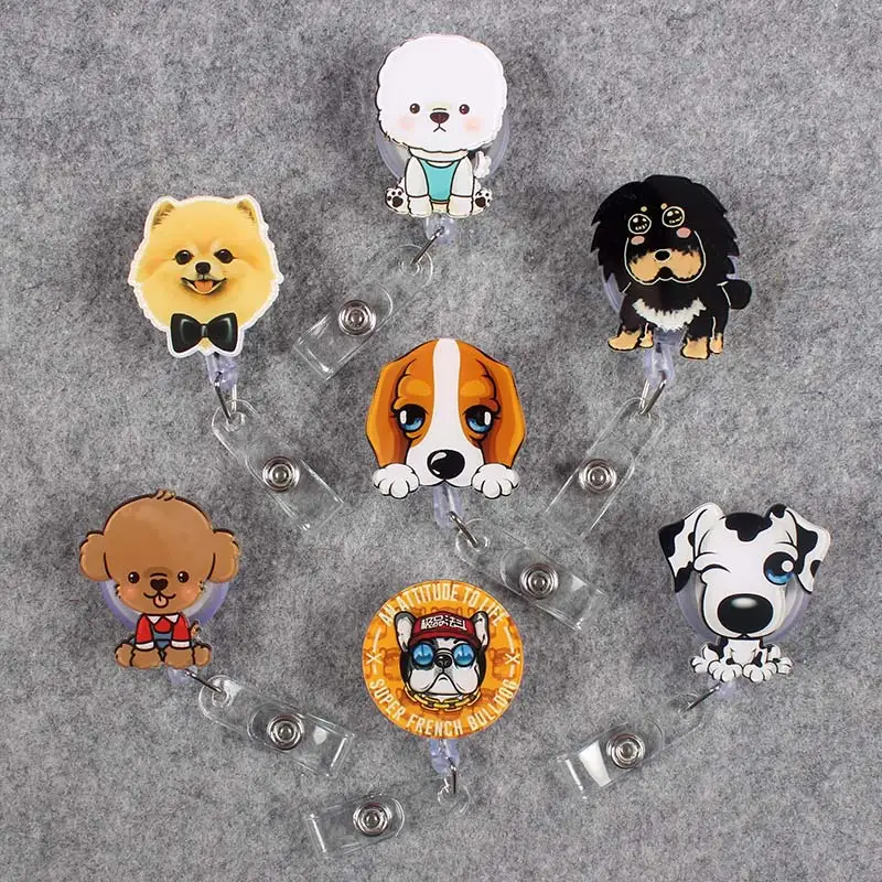 15 Kind Style Cute Funny Dog Retractable Creative Badge Reel Students Nurse Exhibition Enfermera Name Card Chest PVC Card Holder