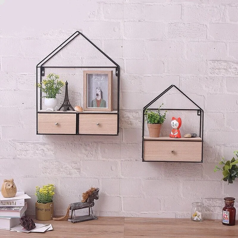 Creative Iron Wood Living Room Bedroom Wall Triangle Closet Drawer Storage Cabinet Router Rack Home Decoration Rack Router Iron Storage Rackdecorative Decorative Aliexpress