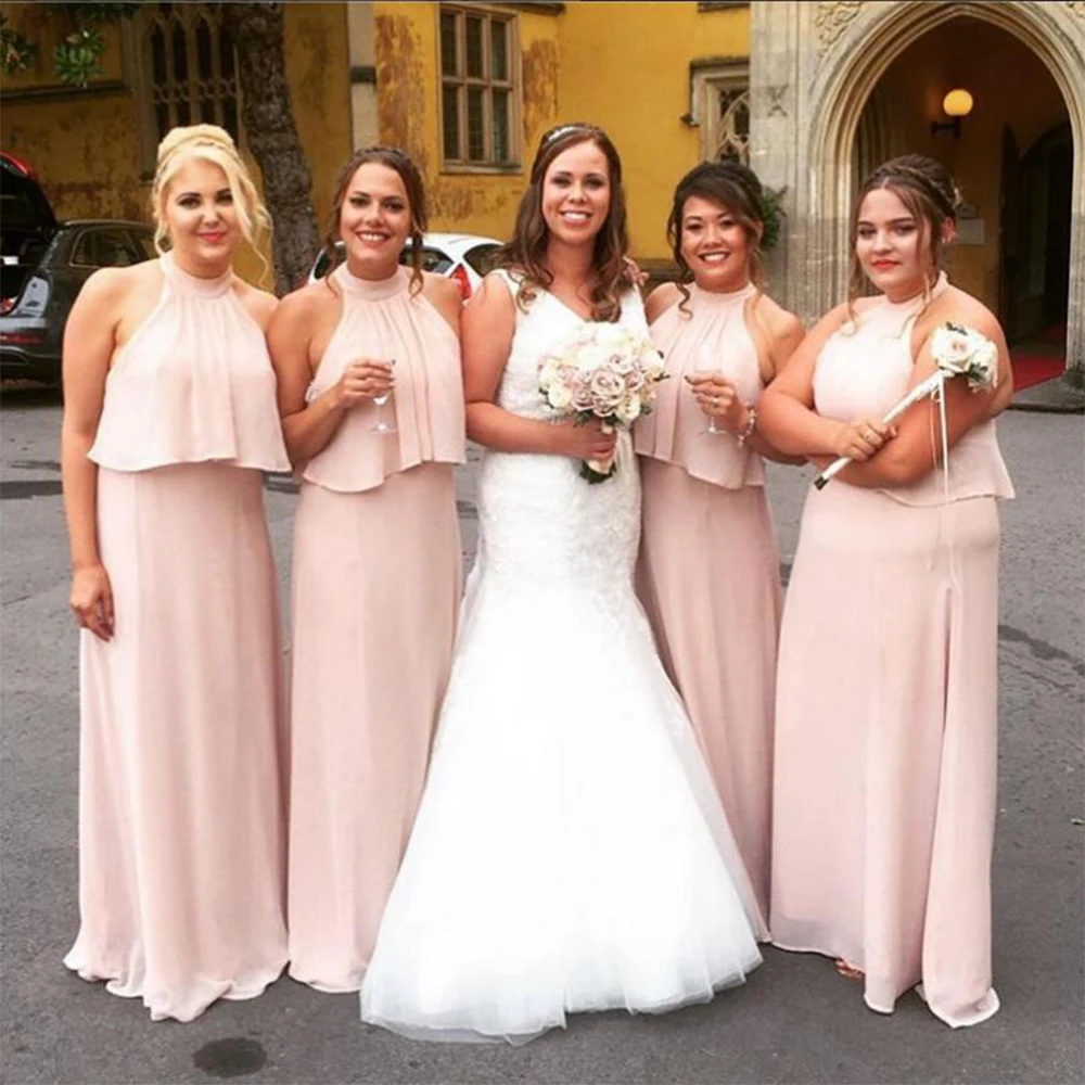 pink peach bridesmaid dresses