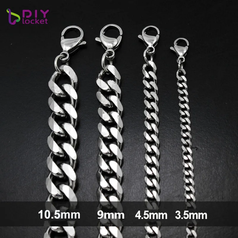 

316 Stainless Steel Silver Chain Bracelet Punk Link Chain Men Bracelet DIY Jewelry, Accept Customization LSSB04
