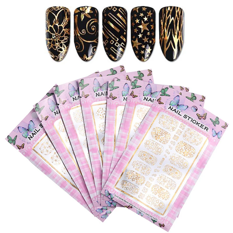 

2019 1Pcs Nail Sticker 3D Gold Sticker Decoration Decal Waterproof Long Lasting Nail Patch
