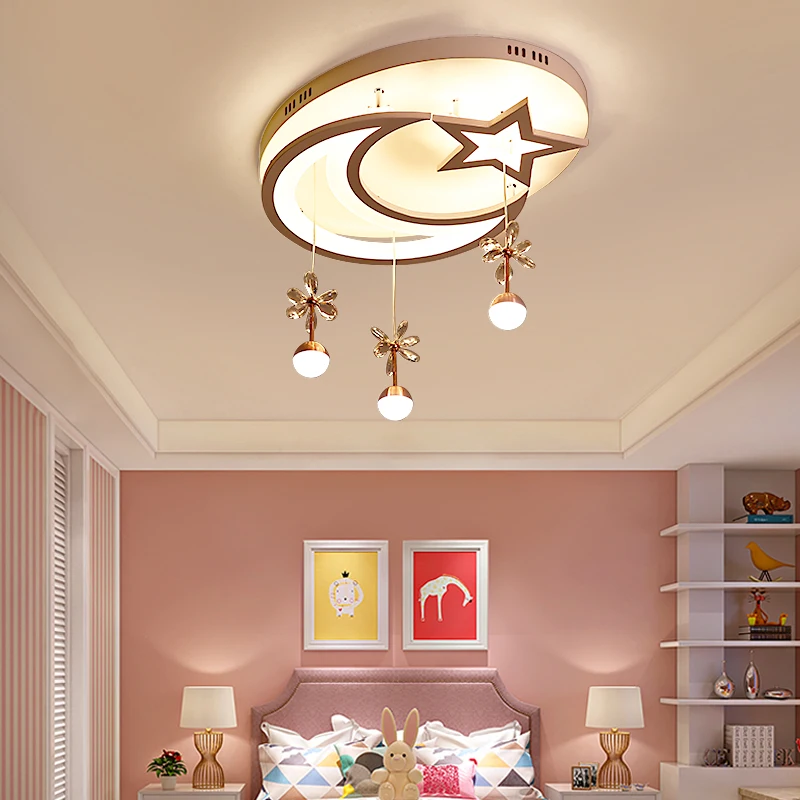 Детская спальня светодио дный потолочная лампа современная простая Звезда Луна