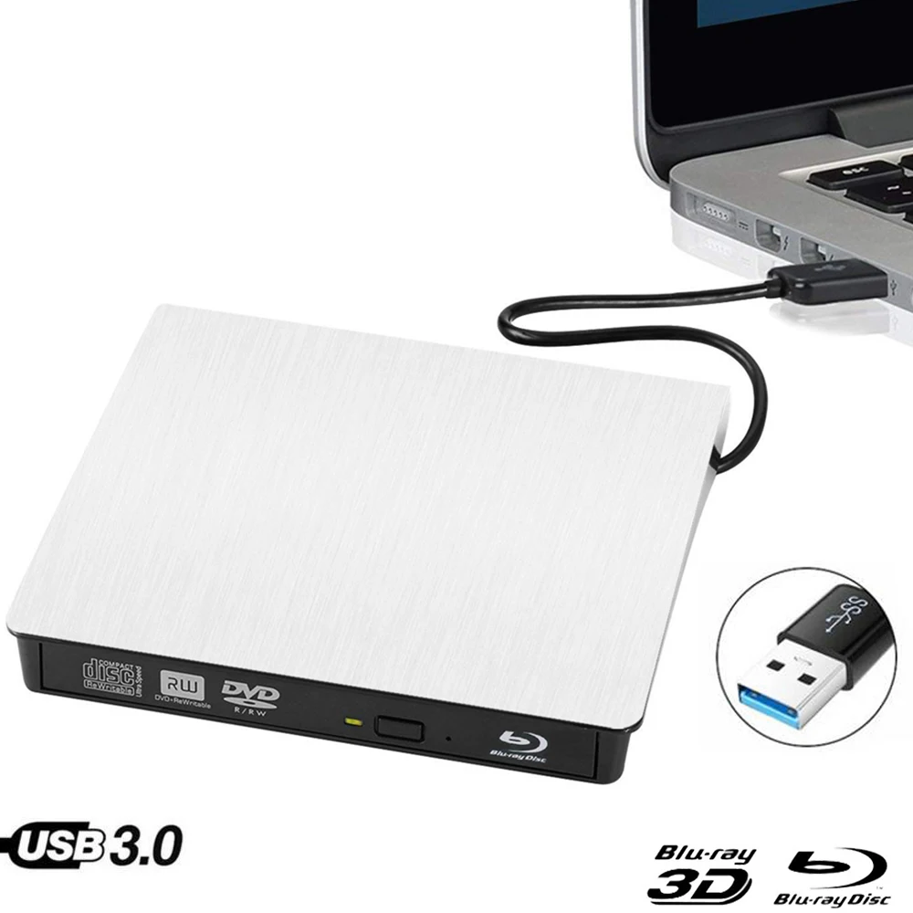 

Bluray USB 3.0 External DVD Drive Blu-ray Combo BD-ROM 3D Player DVD RW Burner Writer for Laptop Computer Mac PC HP ACER Lenovo