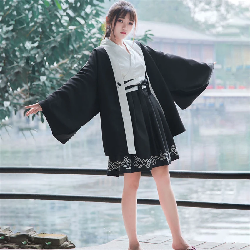 Japanese Style Kimono Dress for Women Traditional Clothing Retro Party Haori Crane Yukata Robe Cardigan Ukiyo-e Asian Clothes