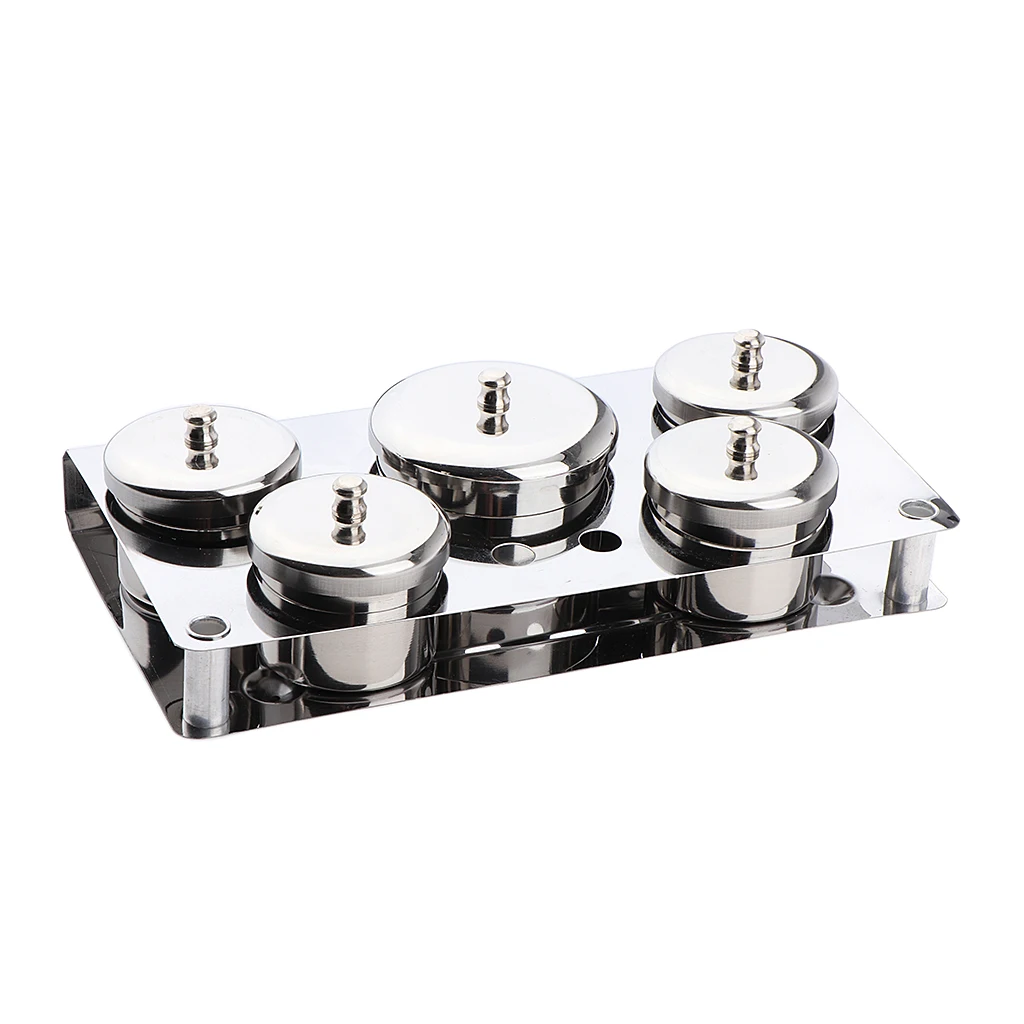 Unbreakable Durable Stainless Steel 5 Cups Sterilizing Disinfecting Sanitizing Jar Salon Barber Tools Germicide Containers