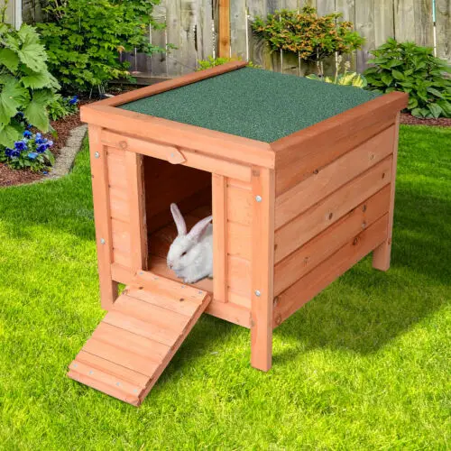 

Wooden Rabbit Hutch 20'' Pet Habitat Cages Bunny Small Animal House New