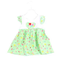 Цветок платья для малышек Apple платья с принтом Костюмы для девочек хлопок цветочные платья для малышек модные короткий рукав для маленьких